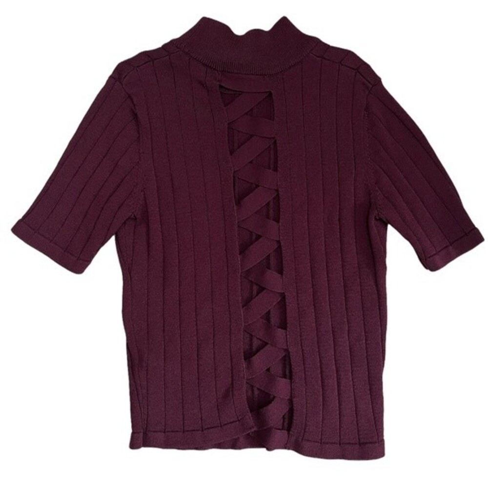 Forever 21 Knit Top with Open Back Maroon Size Small